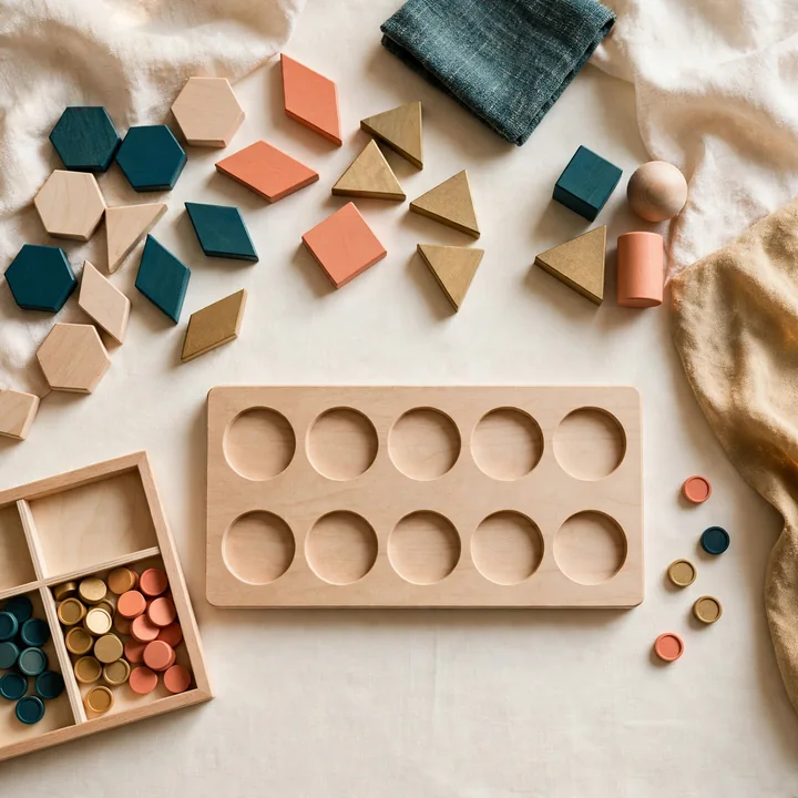 Prototipo visual de piezas manipulativas para clasificación, patrones y cálculo